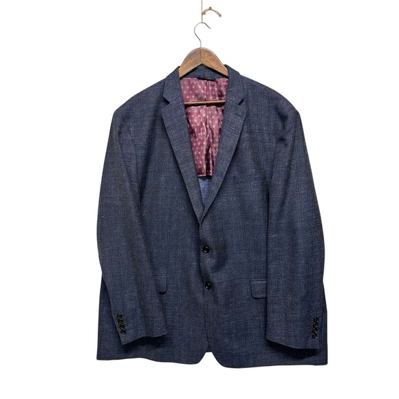 Ralph Lauren Blazer Men's Size 52R  Blue Wool Silk Linen Blend 2-button FLAWED - Picture 1 of 14